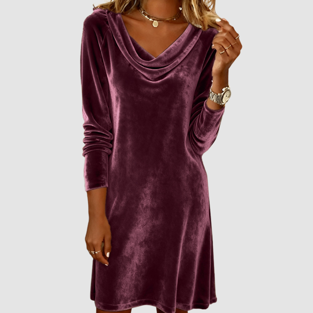 Misty | Long Sleeve Velvet Midi Dress