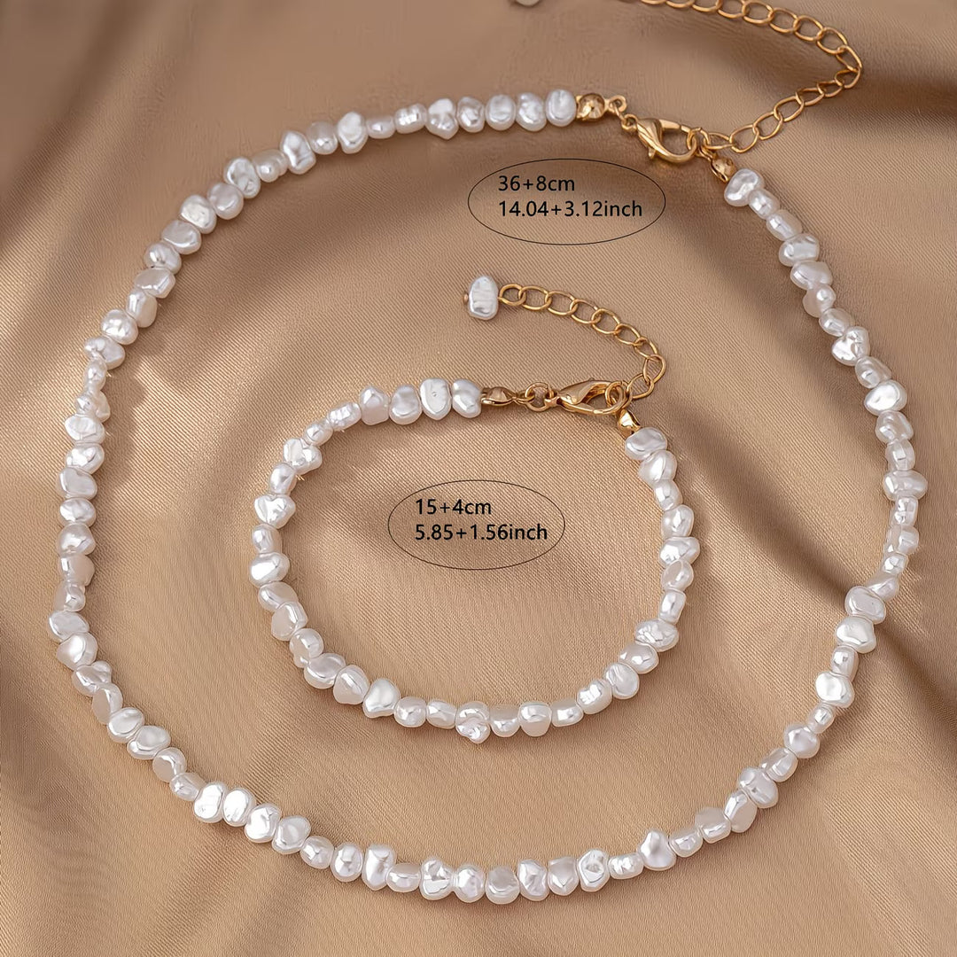 Baroque Pearl Necklace & Bracelet Set | Elegant Jewelry Set