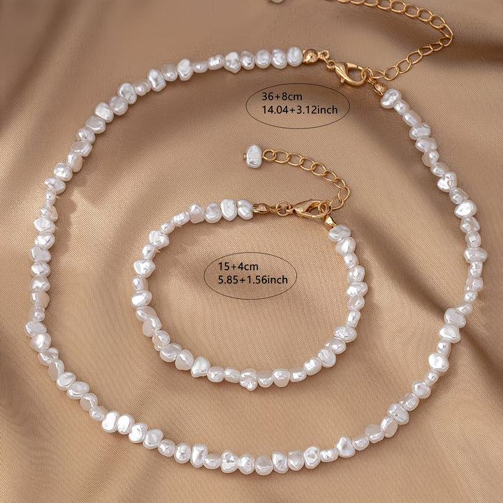 Baroque Pearl Necklace & Bracelet Set | Elegant Jewelry Set