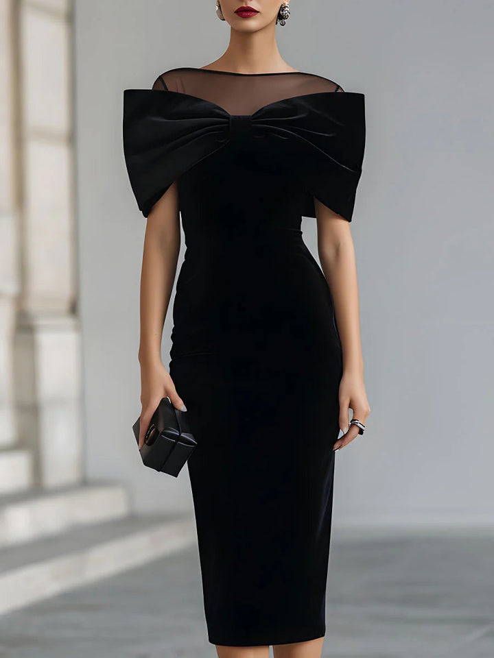 Raina | Elegant Suede Three Quarter Midi Dress