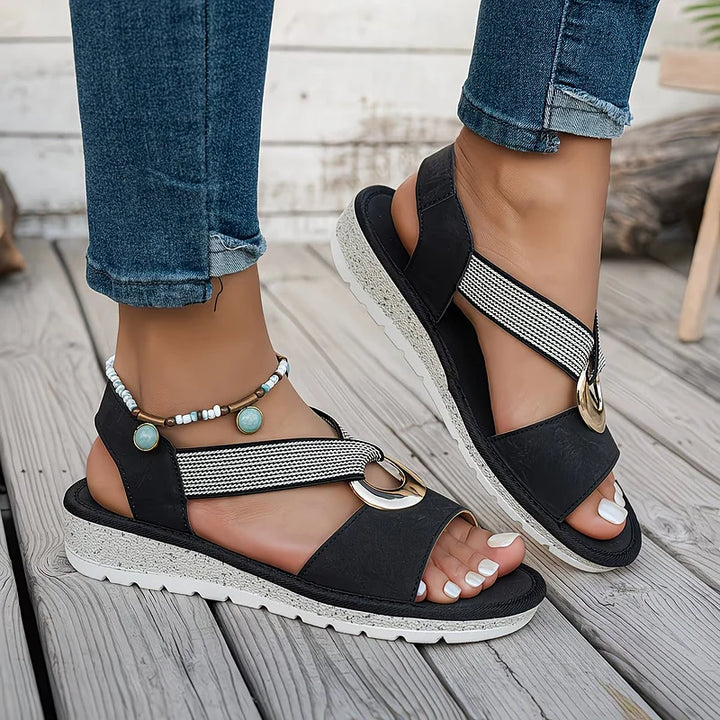Amy's Wardrobe | Sleek Flat Sandals with Metal Buckle