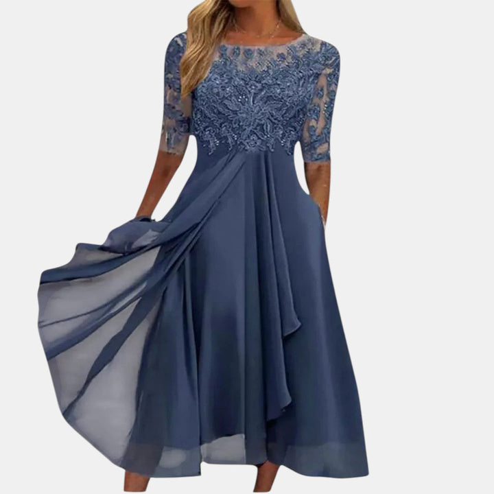 Rubi | Elegant Three Quarter Sleeve Maxi Dress