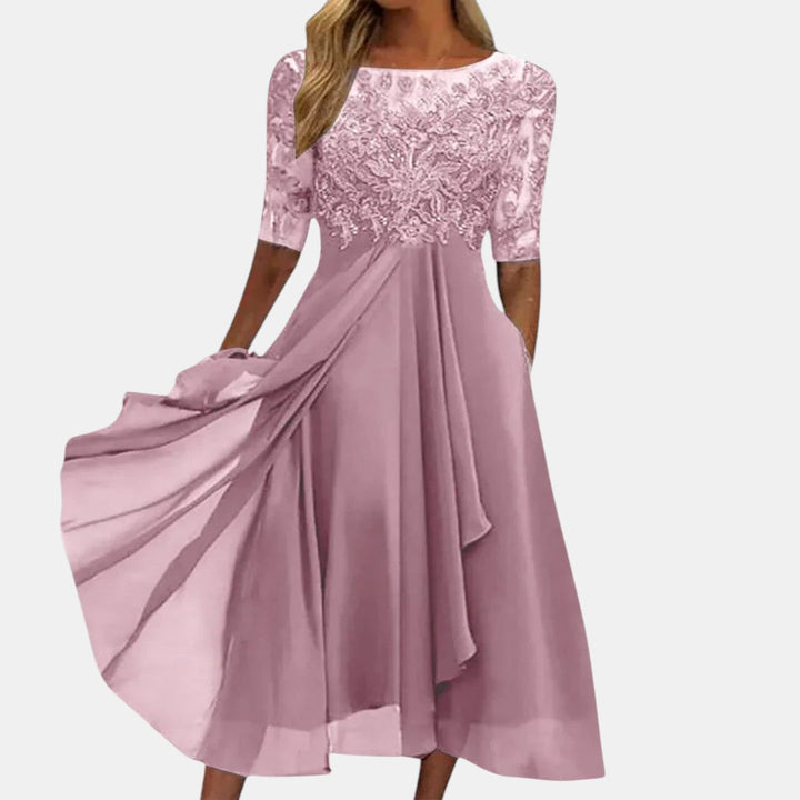 Rubi | Elegant Three Quarter Sleeve Maxi Dress