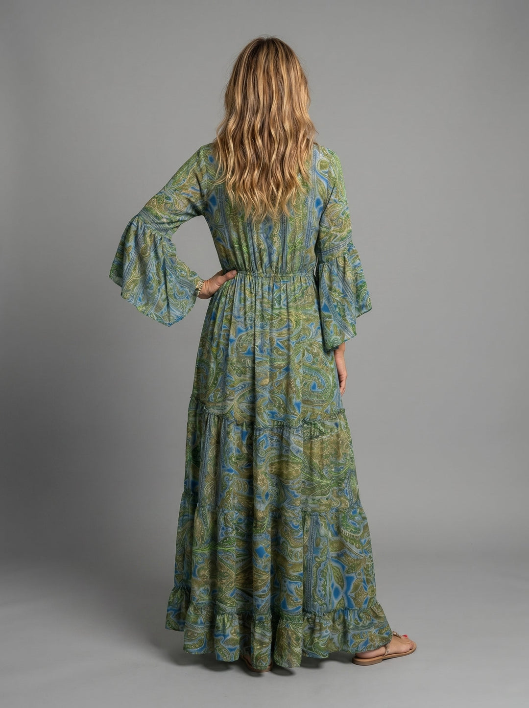 Melody | Floral Print Three Quarter Sleeve Maxi Dress