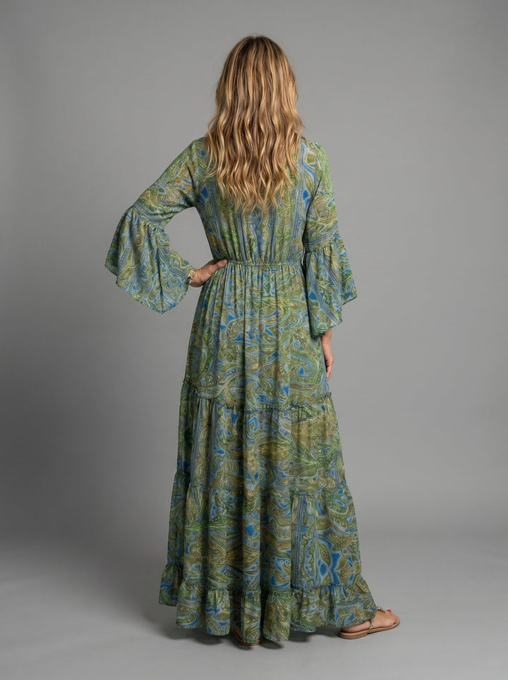 Melody | Floral Print Three Quarter Sleeve Maxi Dress