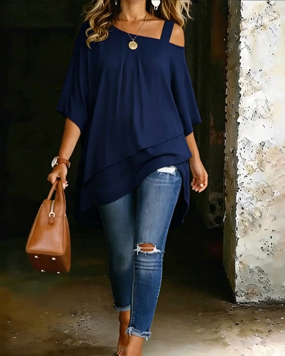 Amiyah | Asymmetric Design Three Quarter Blouse