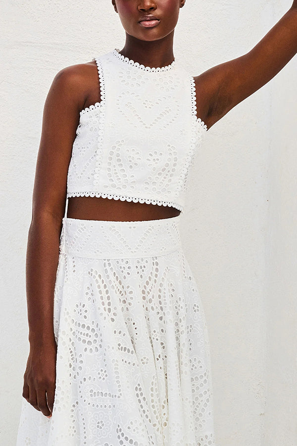 Larissa | Embroidered, High-Waist Maxi Skirt Set