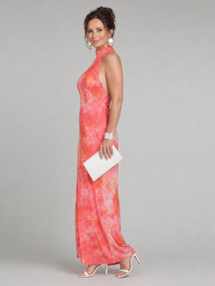 Coraline - Halter Neck Printed Pattern Maxi Dress