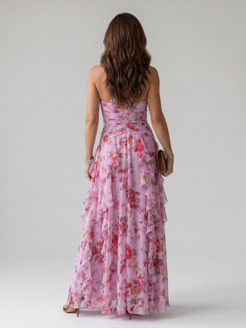 Nori | Floral Ruched Bodice Maxi Dress