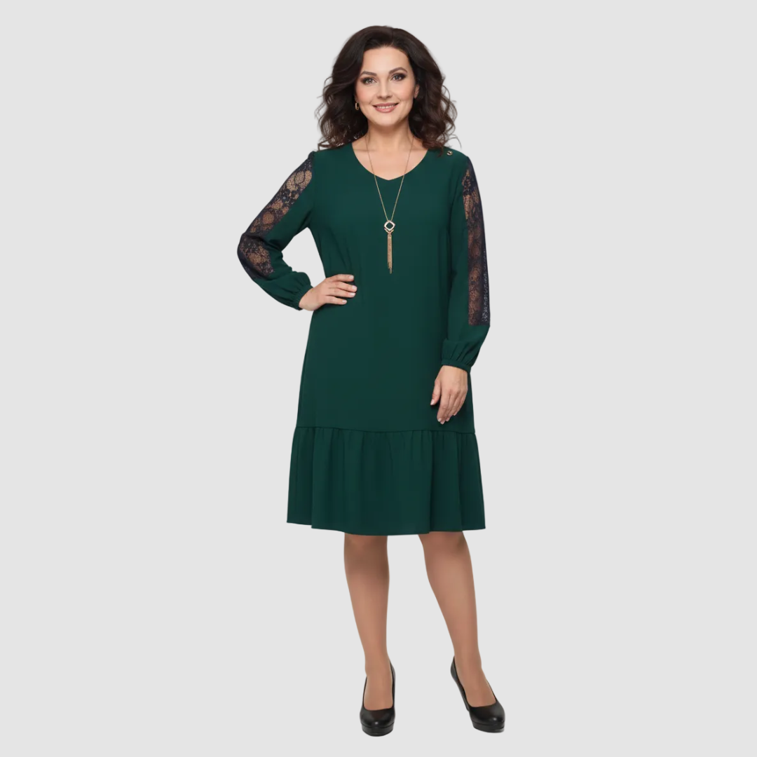Laila | Elegant Three Quarter Sleeve Midi Dress