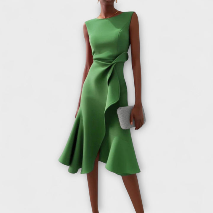 Amy's Wardrobe | Asymmetrical Draped Midi Dress