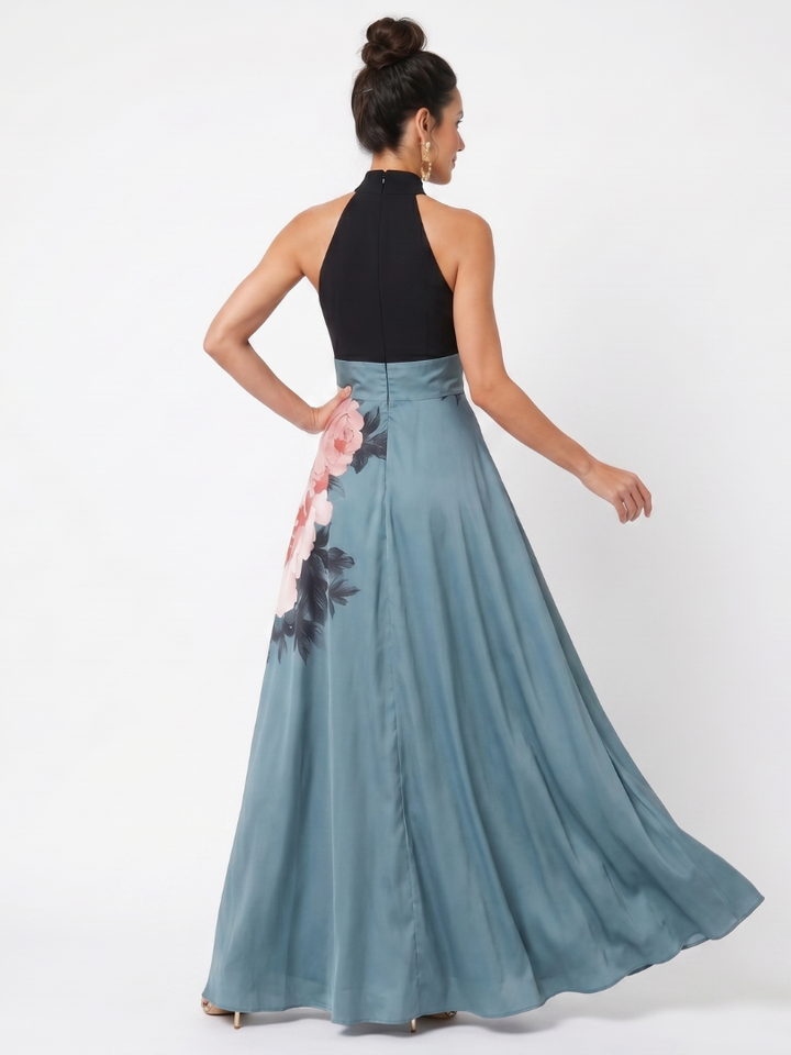 Olympas | Floral Halter Bodice Maxi Dress