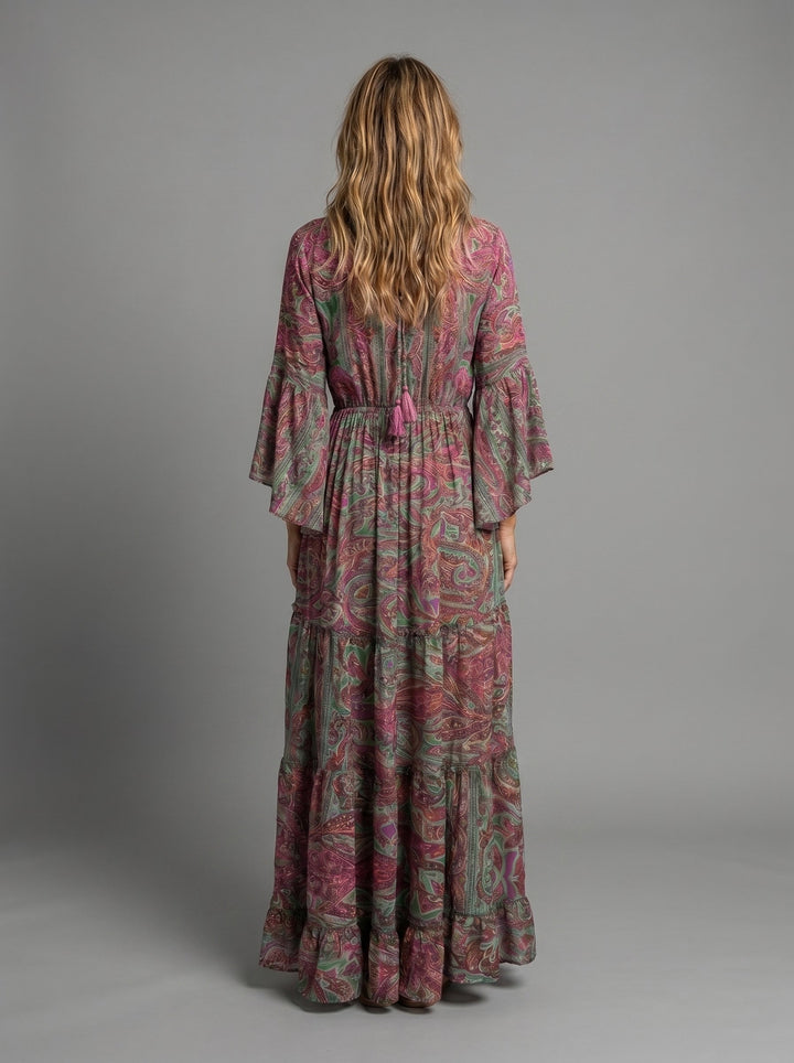 Melody | Floral Print Three Quarter Sleeve Maxi Dress