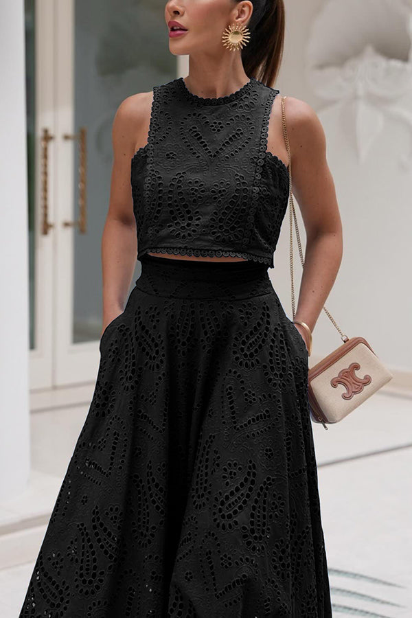 Larissa | Embroidered, High-Waist Maxi Skirt Set