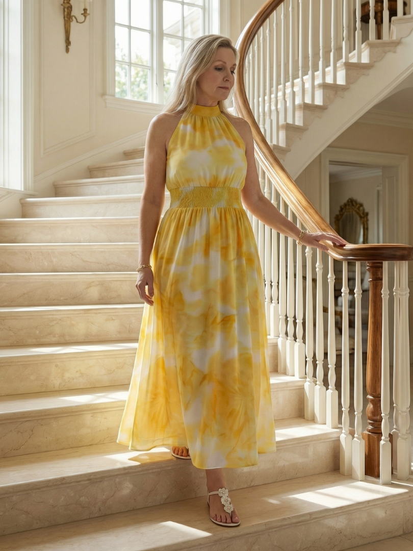 Sylin Gathered Halter Midi Dress - Elegant silhouette, gathered design, flattering fit Midi Dress