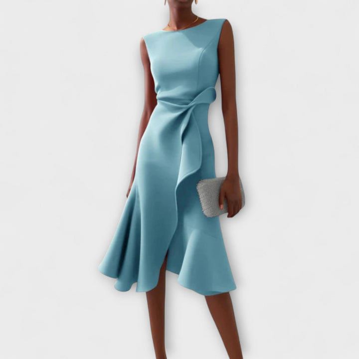 Amy's Wardrobe | Asymmetrical Draped Midi Dress