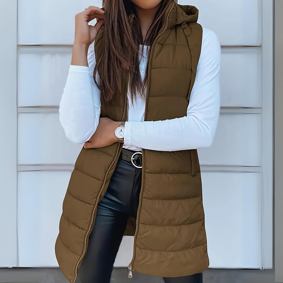 Mitchelle - Casual Long Sleeveless Puffer Vest