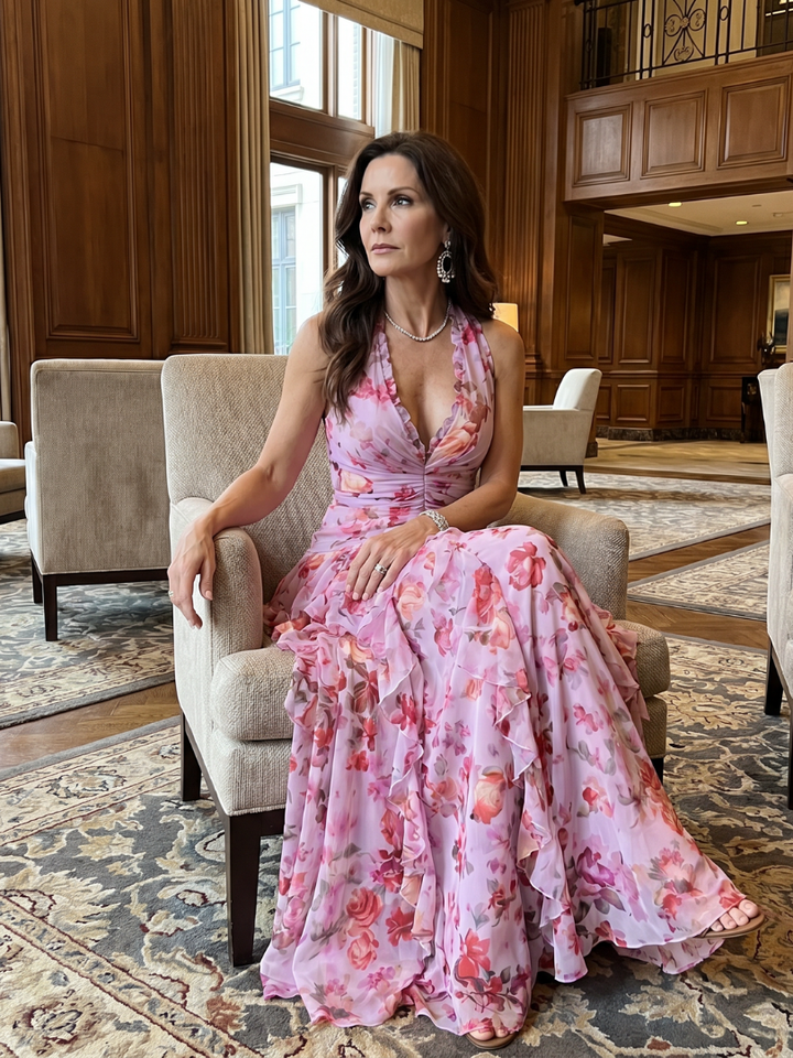 Nori | Floral Ruched Bodice Maxi Dress