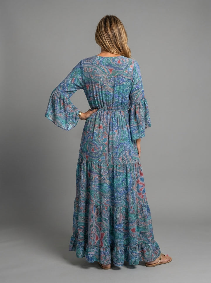 Melody | Floral Print Three Quarter Sleeve Maxi Dress