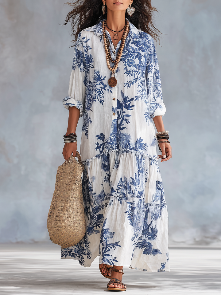 Faina | Floral Print Chiffon Maxi Dress