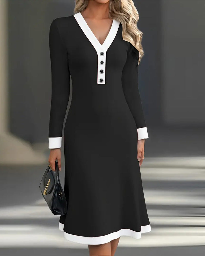 Kaylin | Stylish Long-Sleeve Midi Dress
