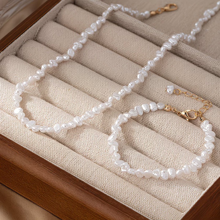 Baroque Pearl Necklace & Bracelet Set | Elegant Jewelry Set