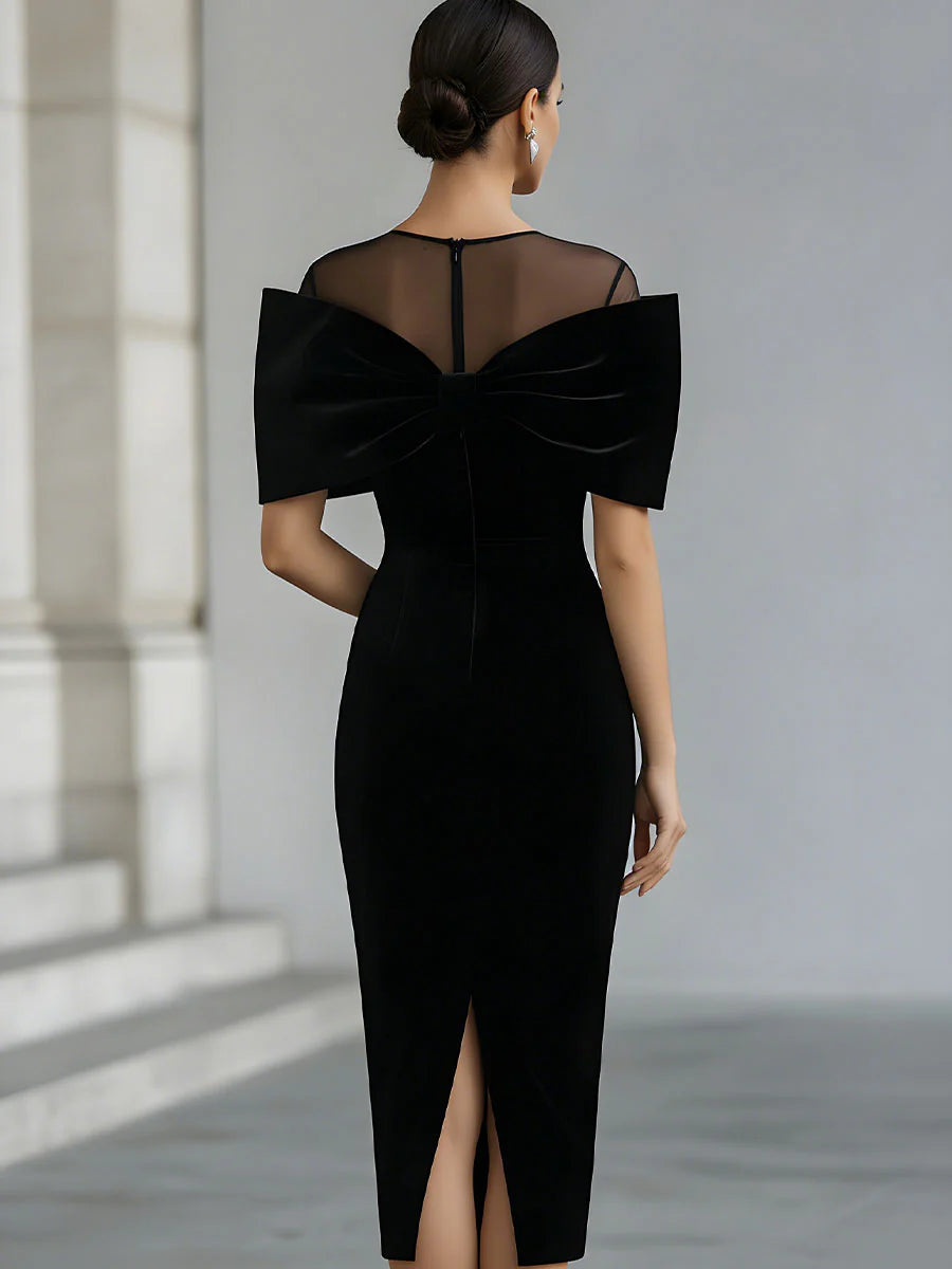 Raina | Elegant Suede Three Quarter Midi Dress