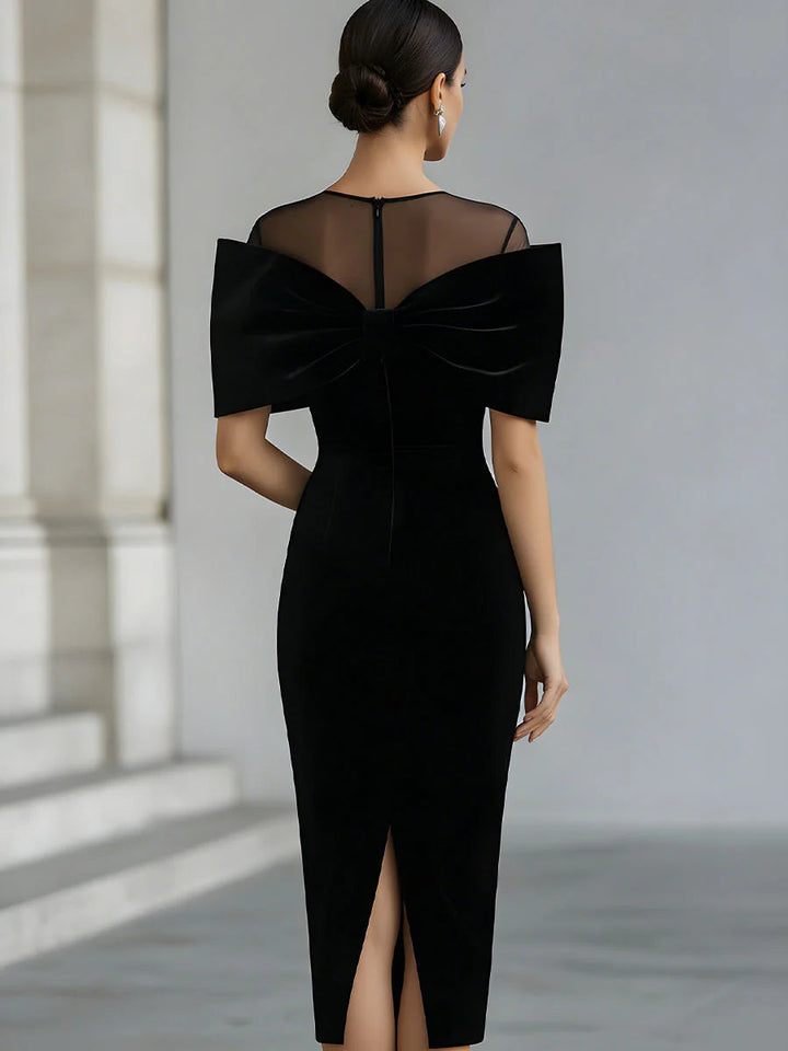 Raina | Elegant Suede Three Quarter Midi Dress