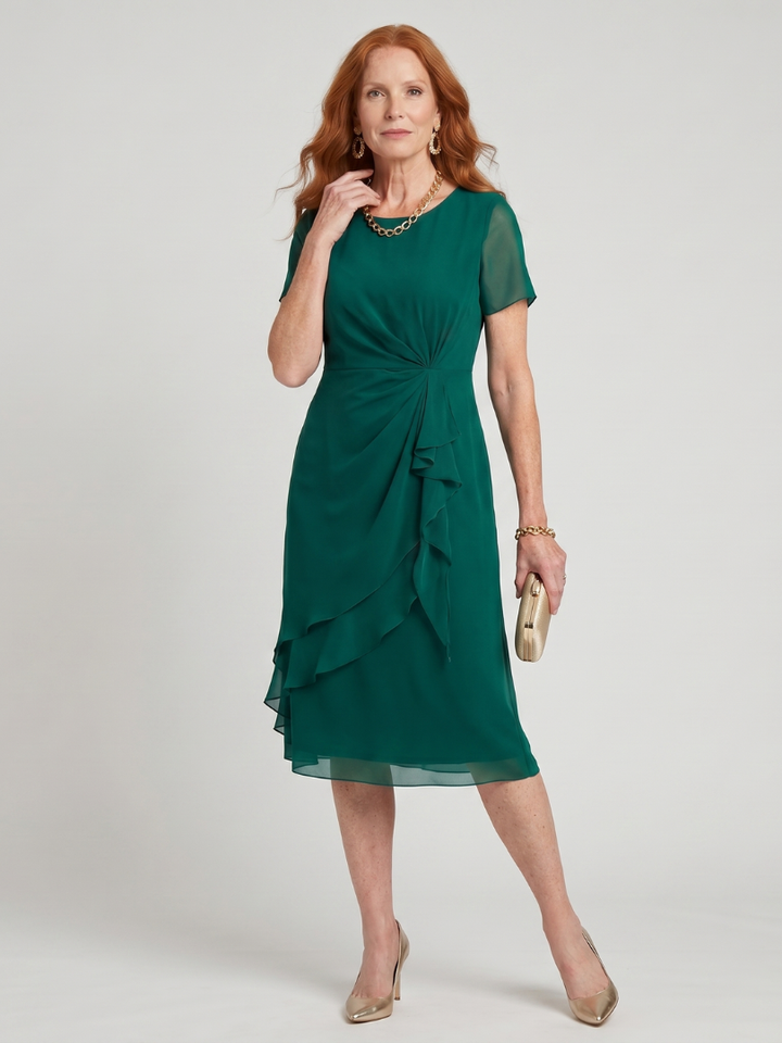 Ember | Elegant Three Quarter Sleeve Midi Dress