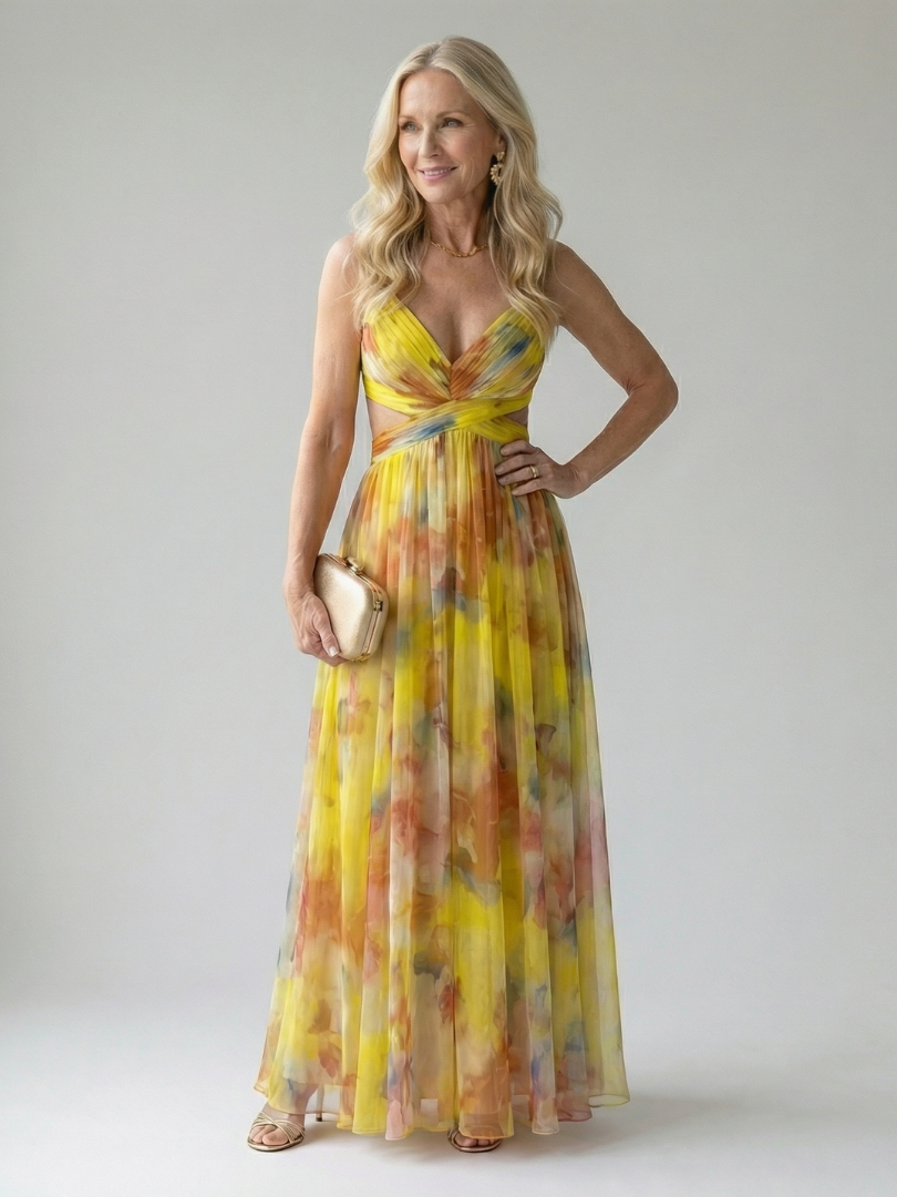 Isel | Soft Wrap Three Quarter Sleeve Maxi Dress