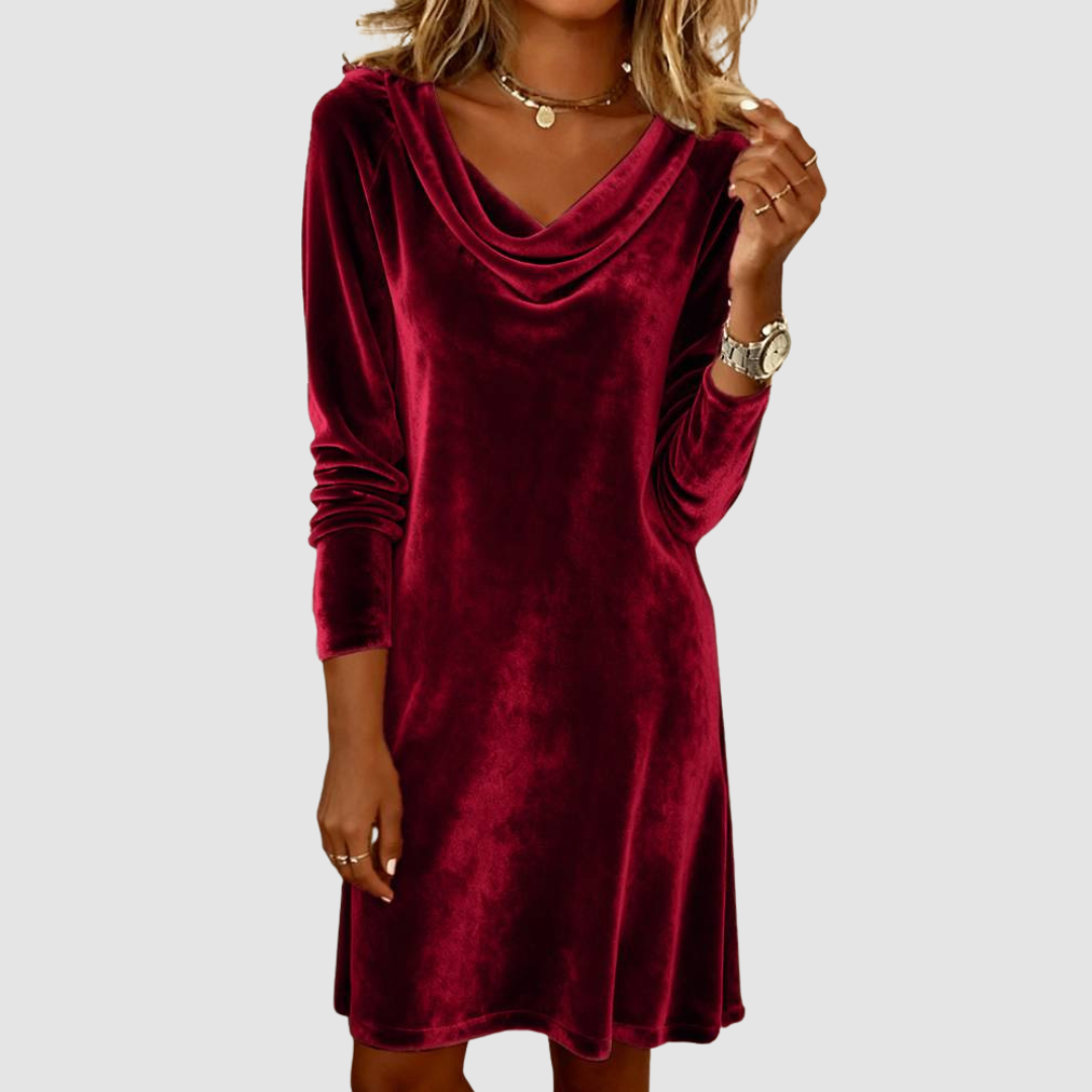 Misty | Long Sleeve Velvet Midi Dress