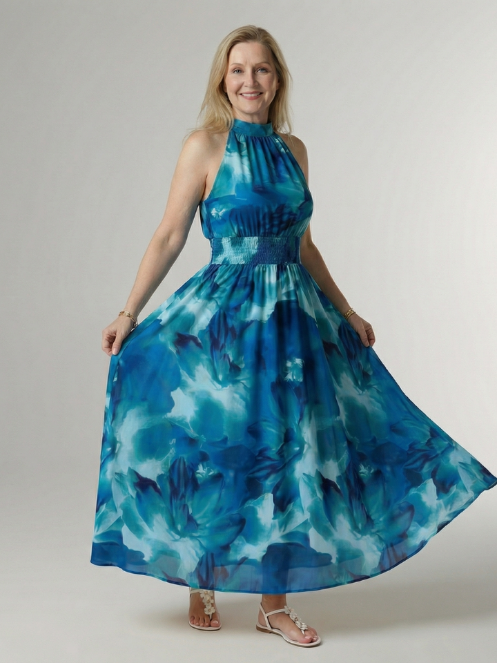 Sylin Gathered Halter Midi Dress - Elegant silhouette, gathered design, flattering fit Midi Dress