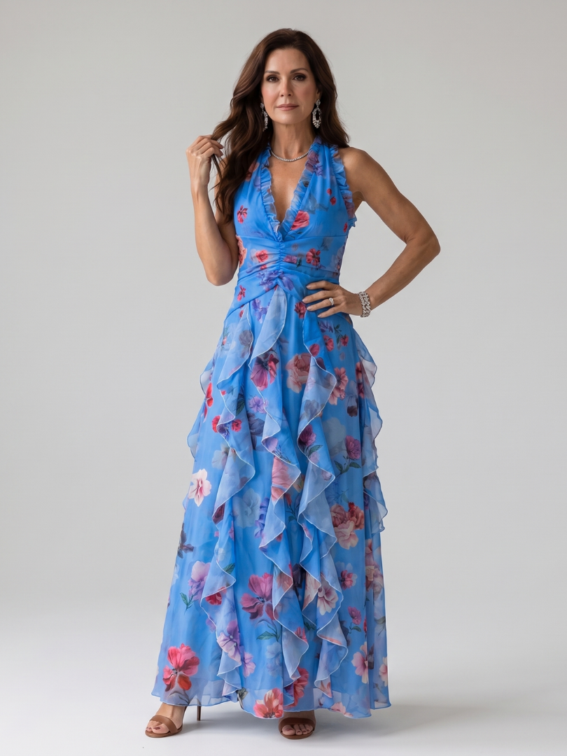 Nori | Floral Ruched Bodice Maxi Dress
