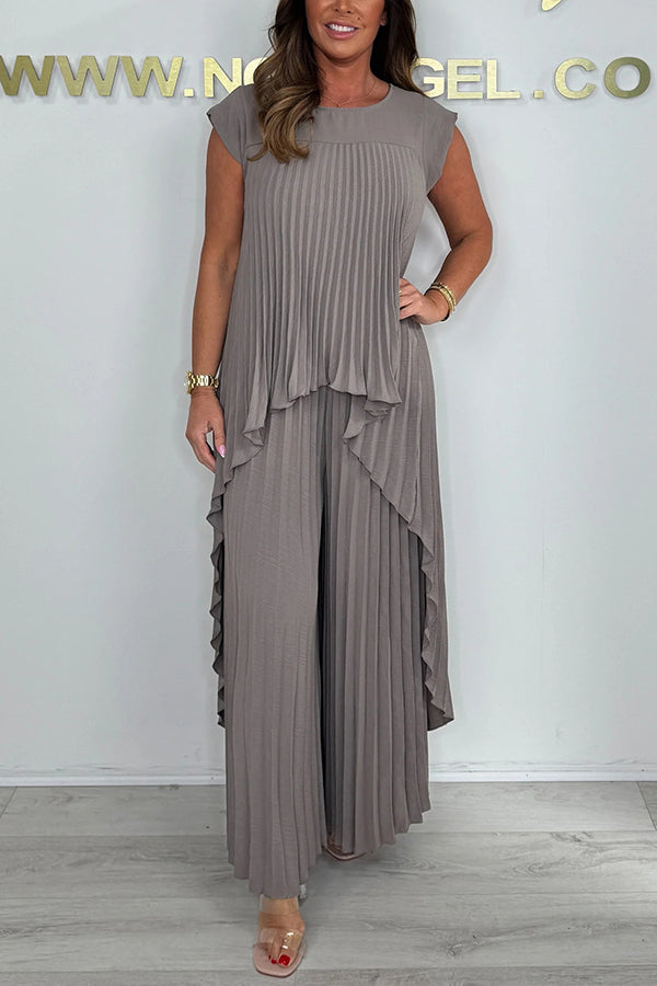 Sherry | Pleated, Wide-Leg Pants Set