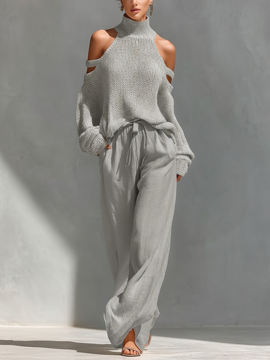 Abrielle Elegant Set | Chic Layered Knit Maxi Dress