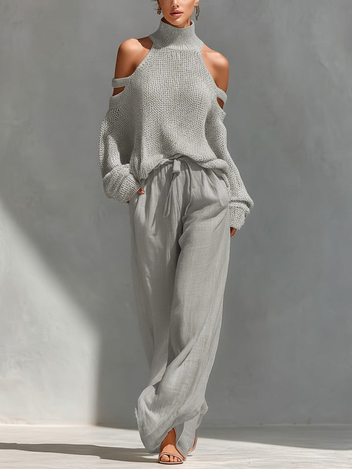Abrielle Elegant Set | Chic Layered Knit Maxi Dress