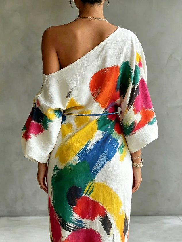 Danella | Floral Print Three Quarter Sleeve Maxi Dress