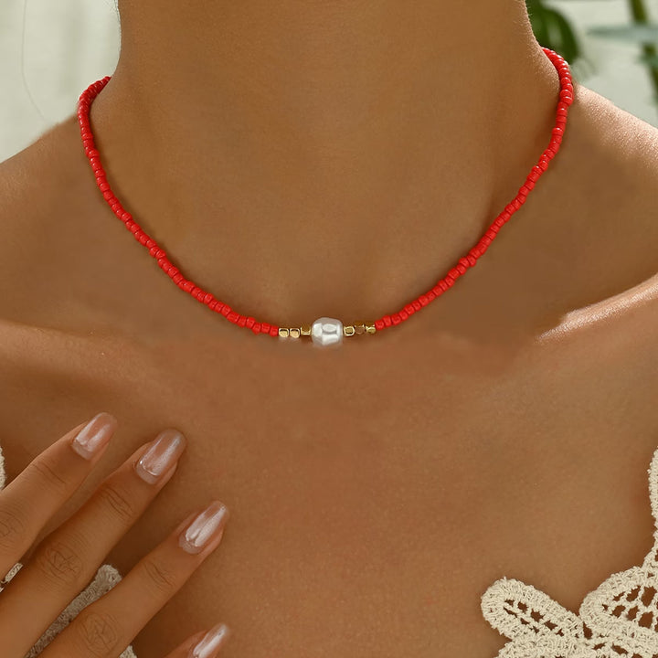 Nysa - Elegant Pearl Accents Necklace