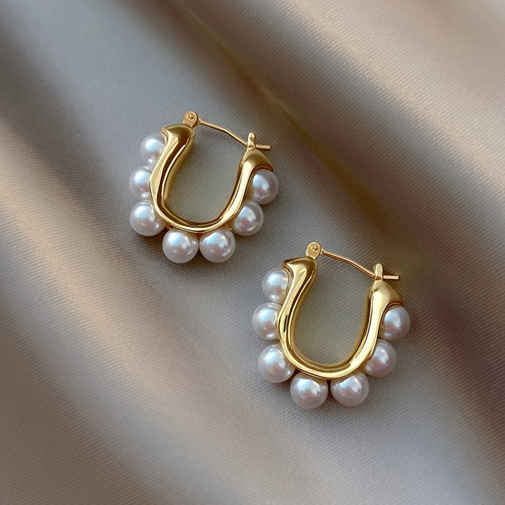 Pearl Cluster Hoop Earrings | Elegant, Statement, Fashion Jewelry