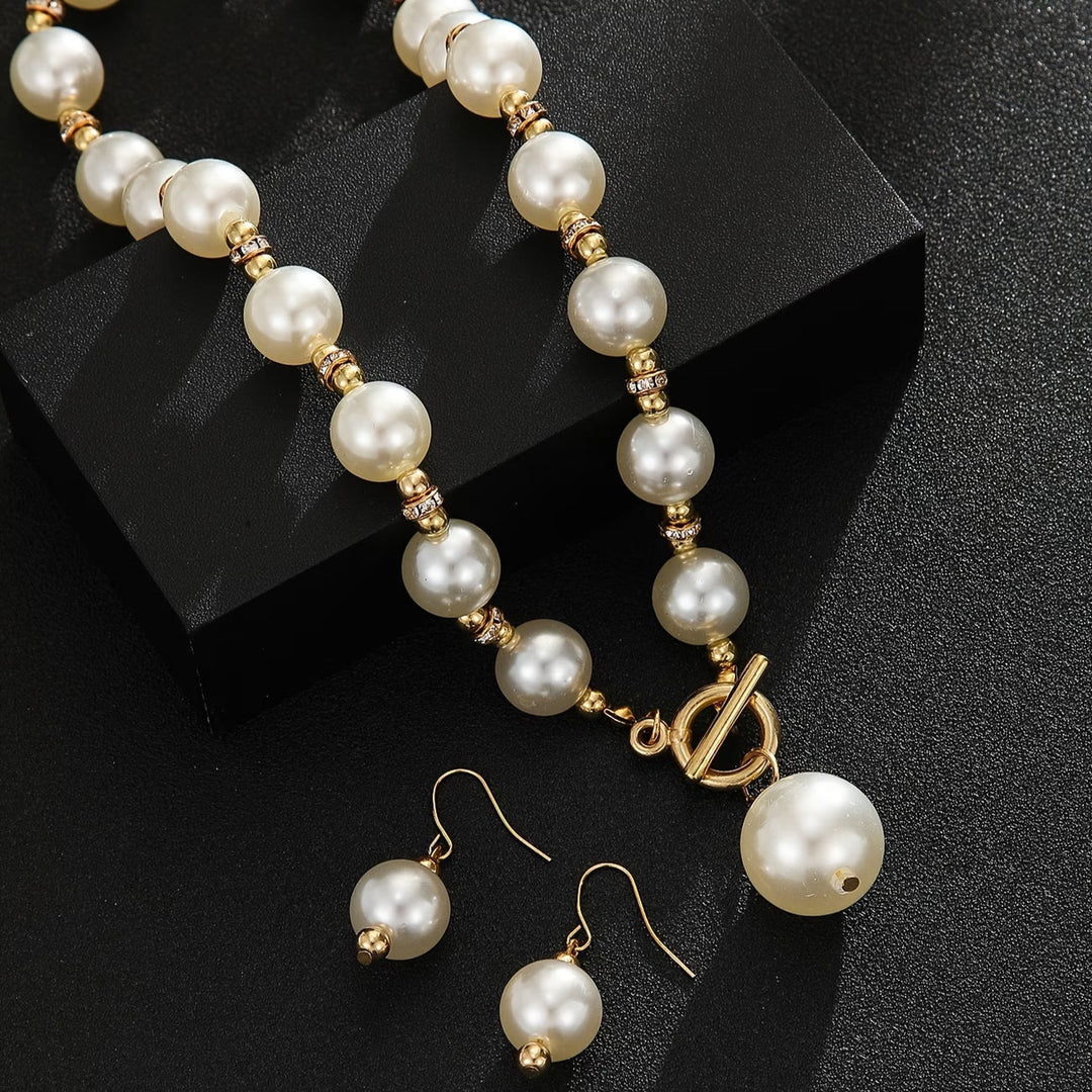 Nysa - Chunky Pearl Statement Necklace Set