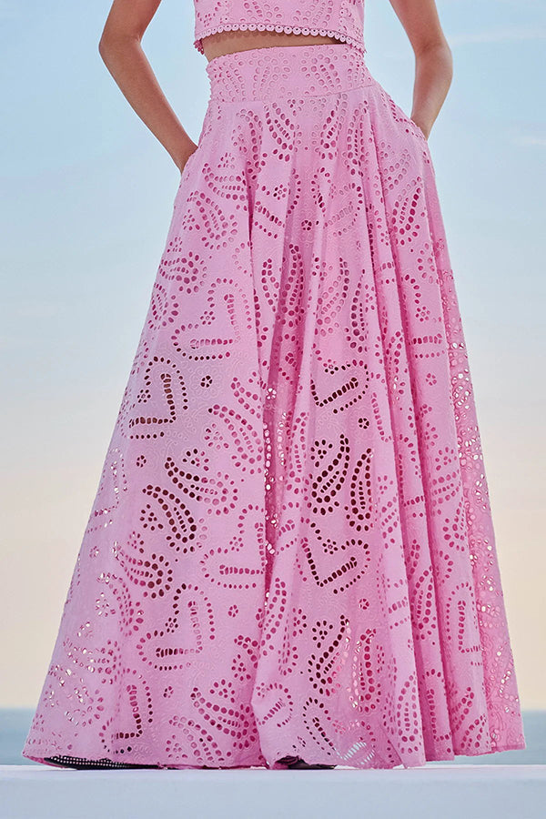 Larissa | Embroidered, High-Waist Maxi Skirt Set