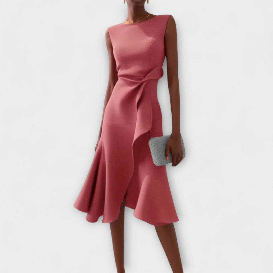 Amy's Wardrobe | Asymmetrical Draped Midi Dress