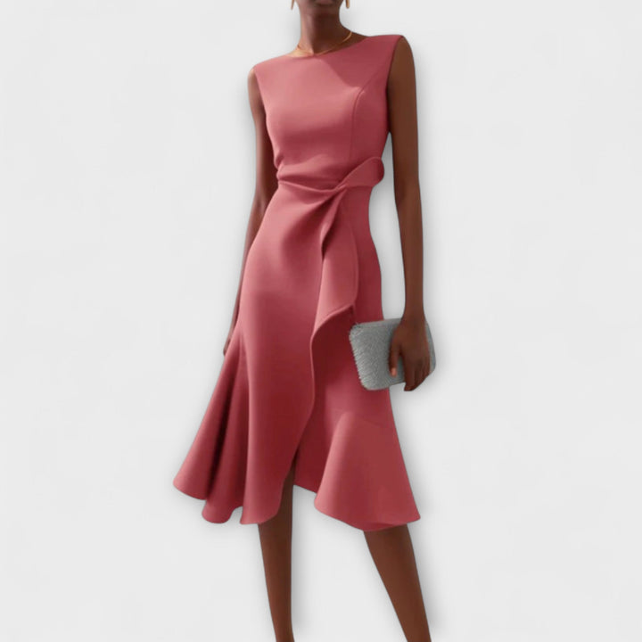 Amy's Wardrobe | Asymmetrical Draped Midi Dress