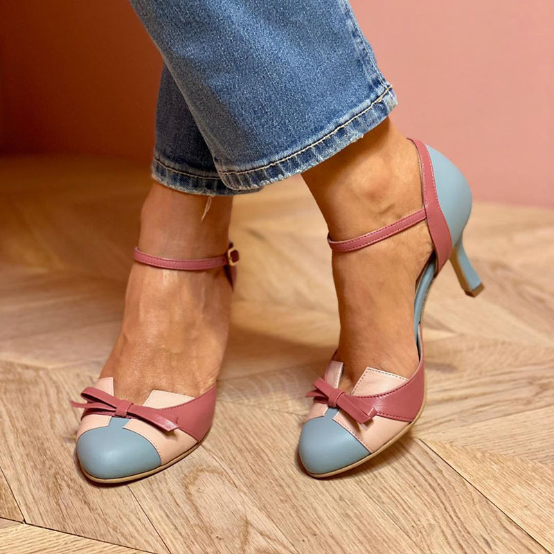 Bellarosa | Colorful sandals with knot and strap, round toe