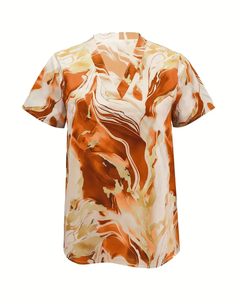Mildred - Marble Print Short Sleeve Shirt