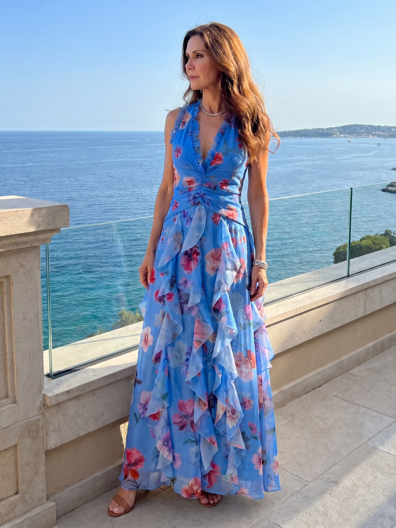 Nori | Floral Ruched Bodice Maxi Dress