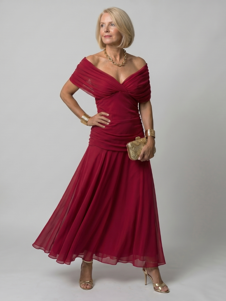 Calen - Off Shoulder Flow Midi Dress | Casual, Elegant, Comfortable