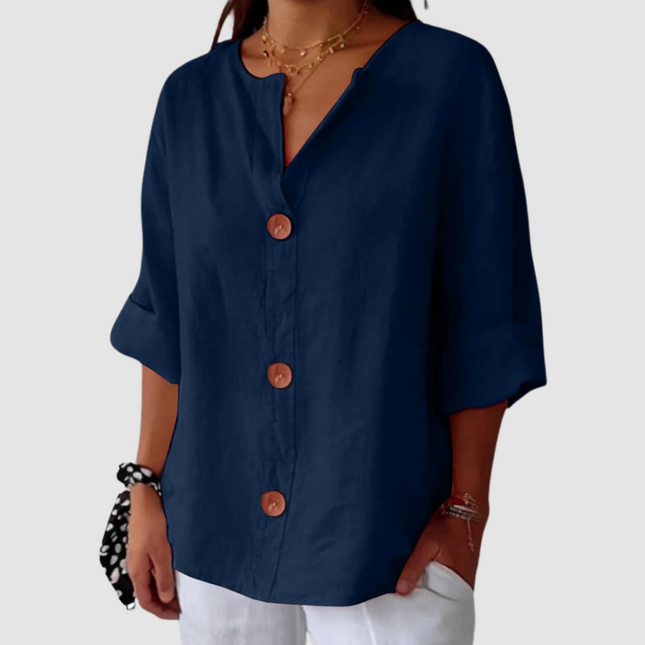 Leah | Casual Three Quarter Sleeve Linen Blouse