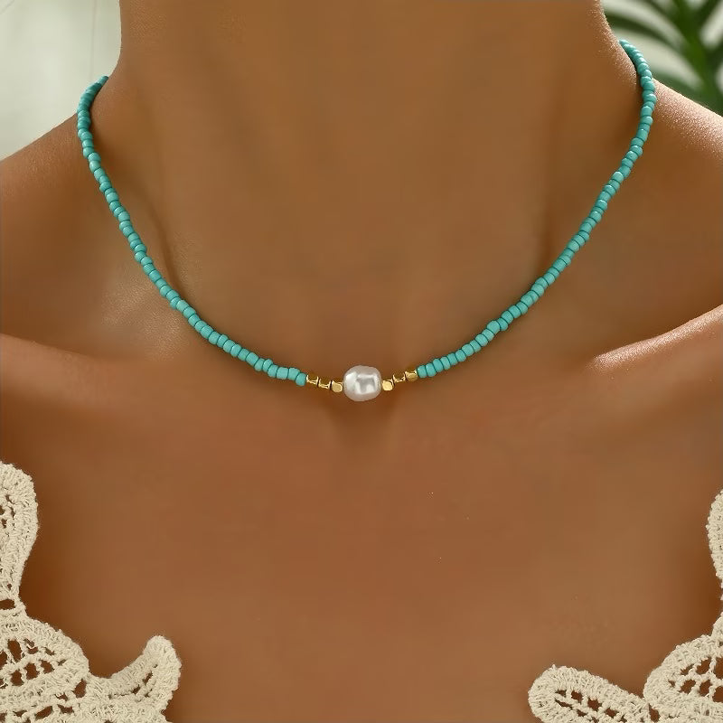 Nysa - Elegant Pearl Accents Necklace