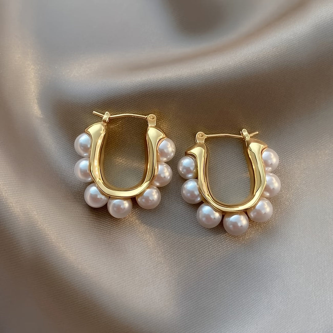 Pearl Cluster Hoop Earrings | Elegant, Statement, Fashion Jewelry